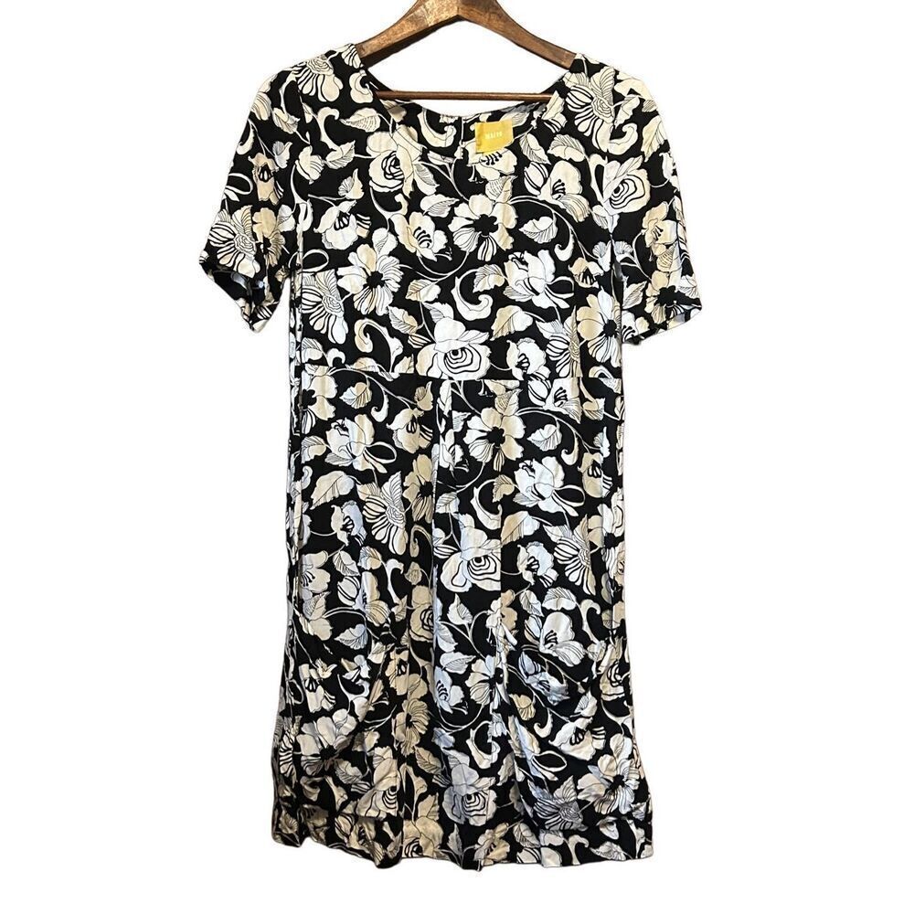 Floral Black and White Dress Short Sleeve Casual Chic Print
